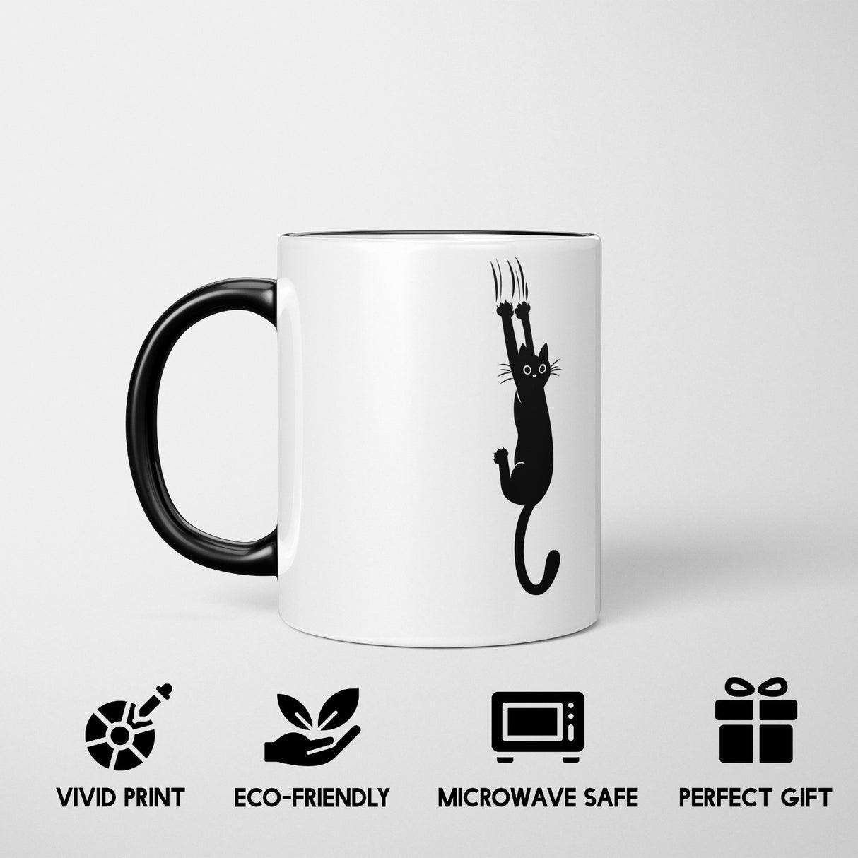 Black Cat Slipping Heat Sensitive Magic Colour Changing Mug Novelty Drink Cup