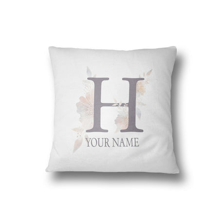 Personalised Misty Dusty Pastel Alphabet Floral Name Initial Letter Cushion