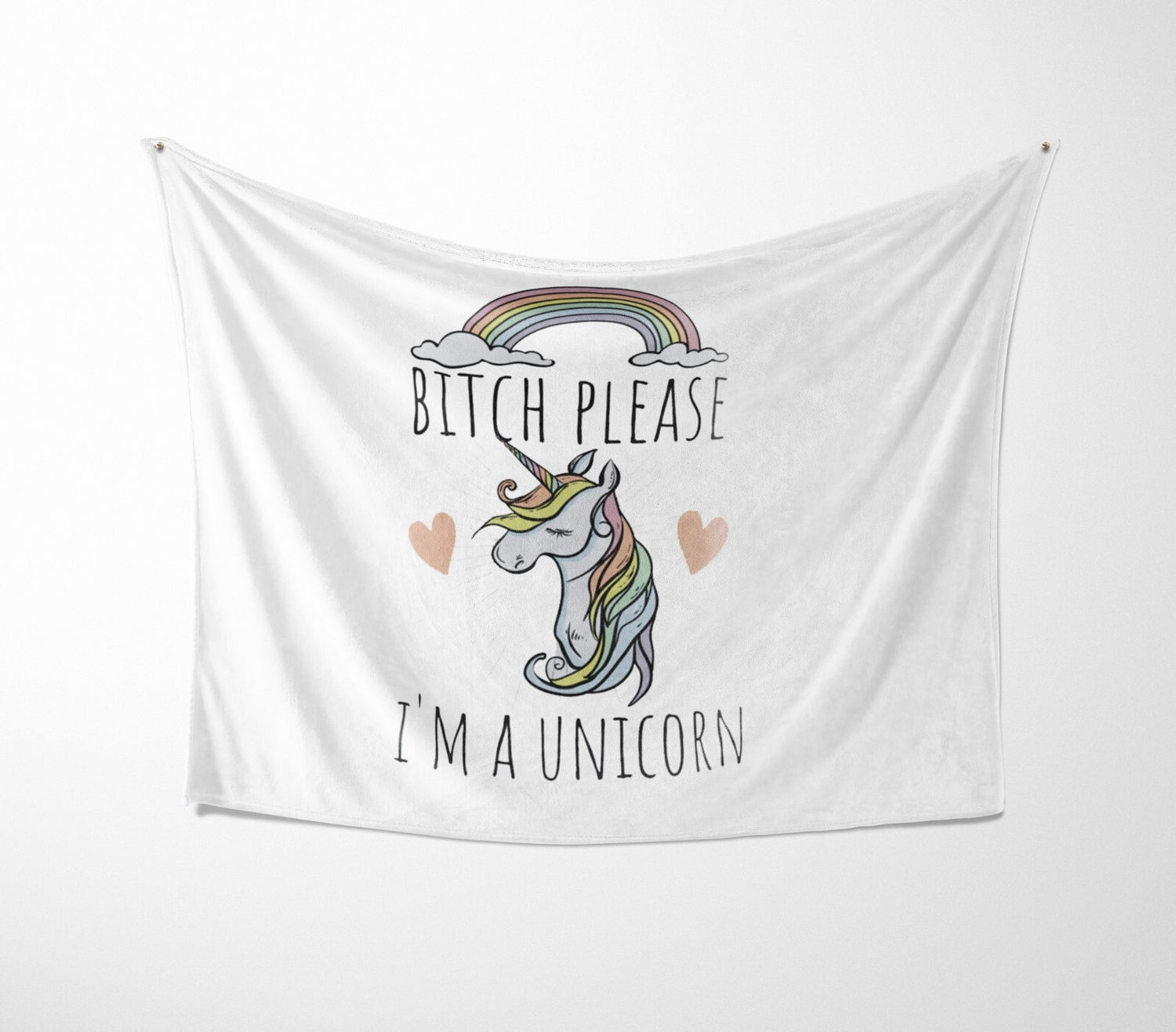 B*tch Please I'm a Unicorn Rude Custom Colour Fleece Mink Blanket Throw Gift