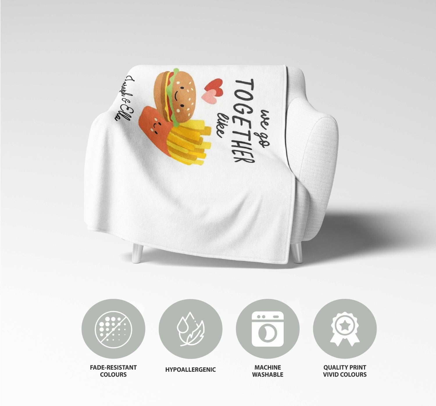 We Go Together Like Burger Fries Valentines Anniversary Fleece Mink Blanket Gift