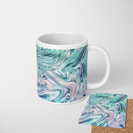 Liquid Marble Custom Design Coffee Tea Mug + Coaster Option Gift For Him Her