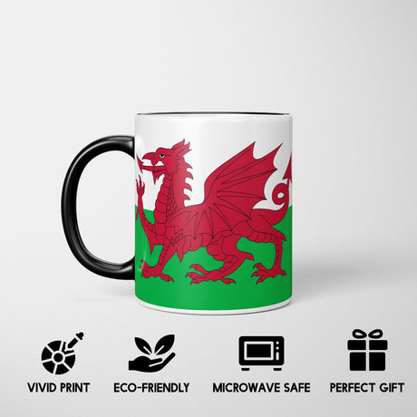 Wales Flag Welsh Dragon Heat Sensitive Magic Colour Changing Mug Novelty Cup
