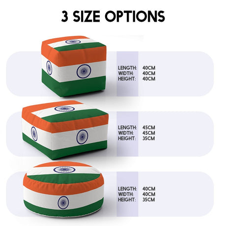 Indian Flag India Design Ottoman Filled Pouffe Footrest Washable Cover Custom