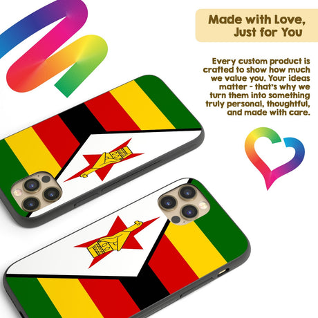 Zimbabwe Flag Design Patriotic iPhone Case Black TPU Cover Protector Custom Gift