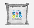 Personalised Name Shiny Sequin Magic Social Media Cushion Cover + Pillow