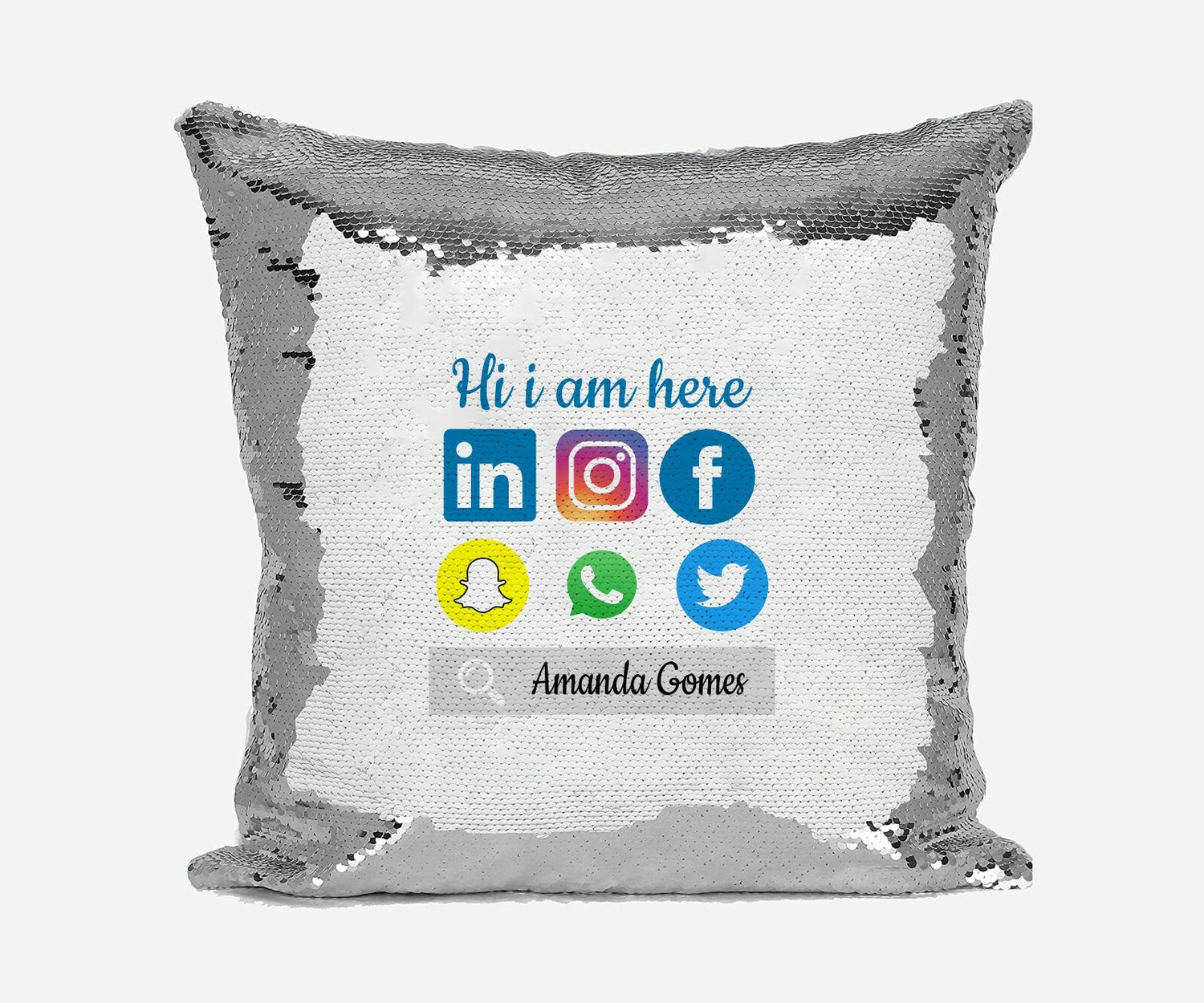 Personalised Name Shiny Sequin Magic Social Media Cushion Cover + Pillow
