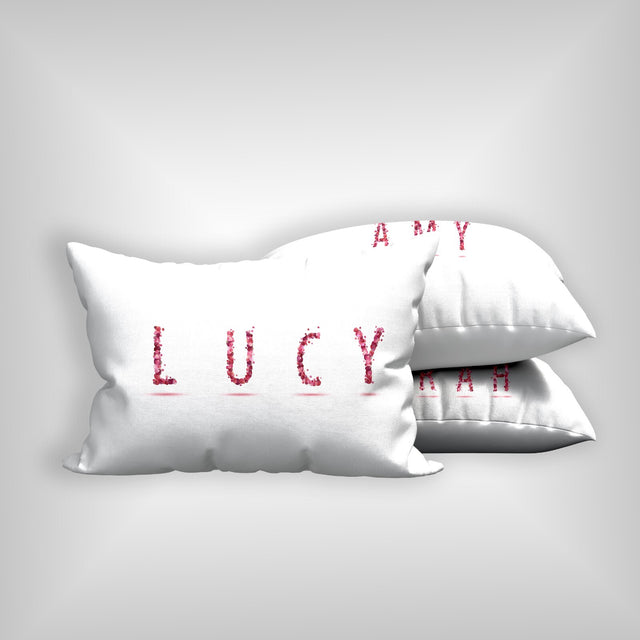 Personalised Name Pink Rose Petals Customised Printed Soft Pillowcase Pillow