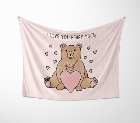 Love You Beary Much Cute Love Valentines Anniversary Fleece Mink Blanket Gift
