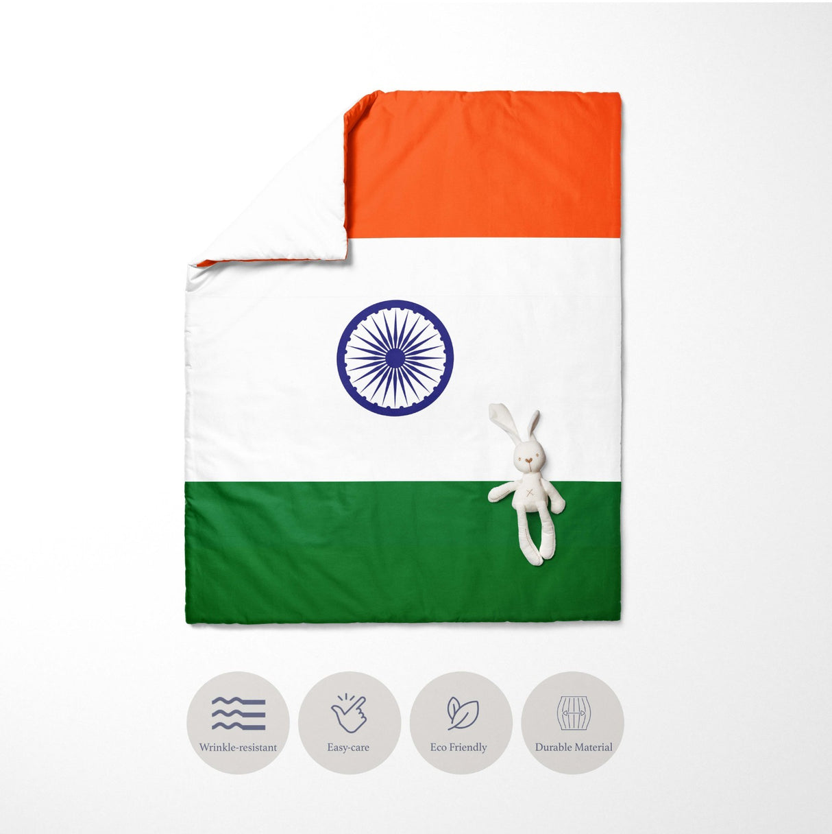 Indian Flag India Cot Bed Duvet Cover Toddler Pillowcase Design Gift Custom Cosy