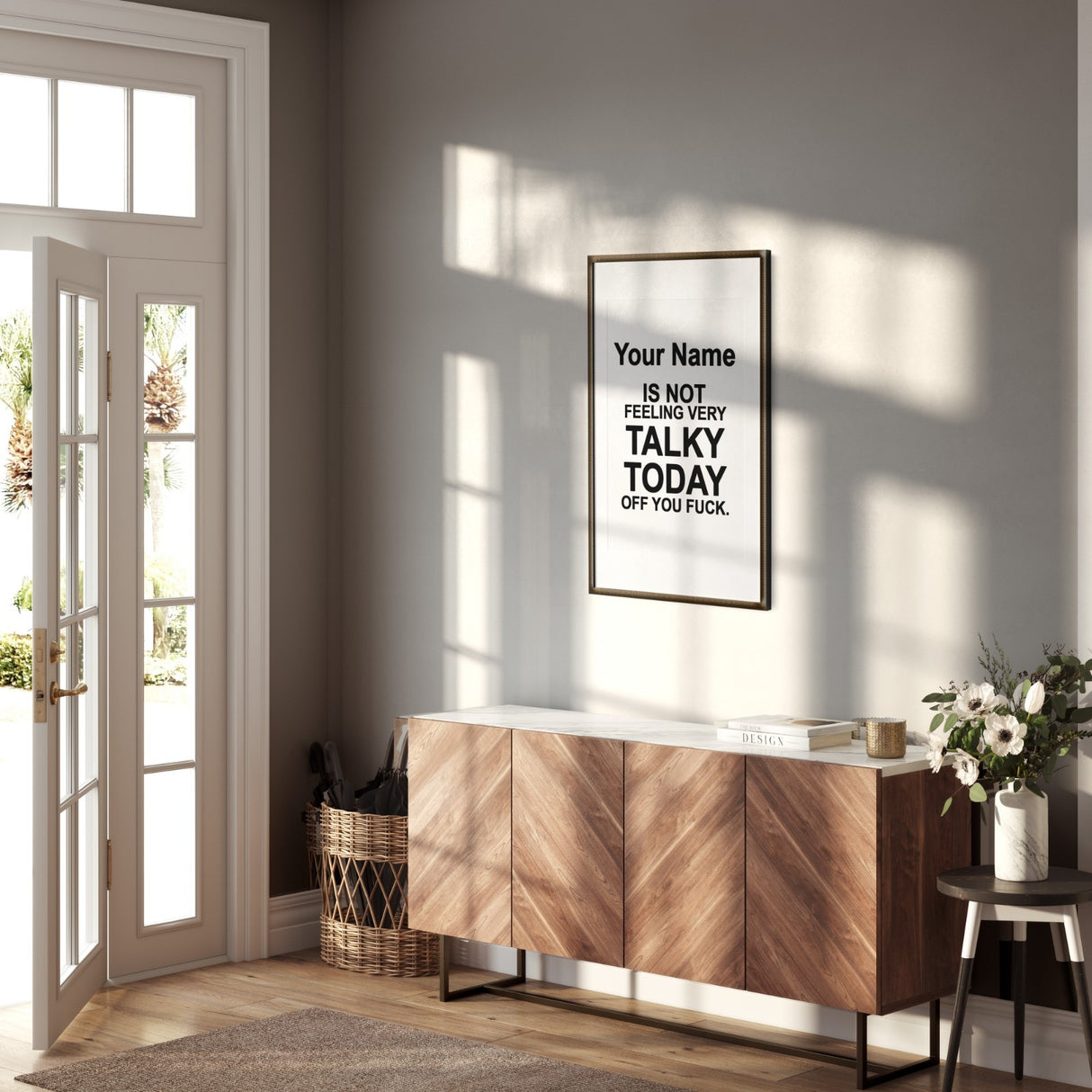 Personalised Not Very Talky  Custom Name & Colour Wall Art Poster Print Decor