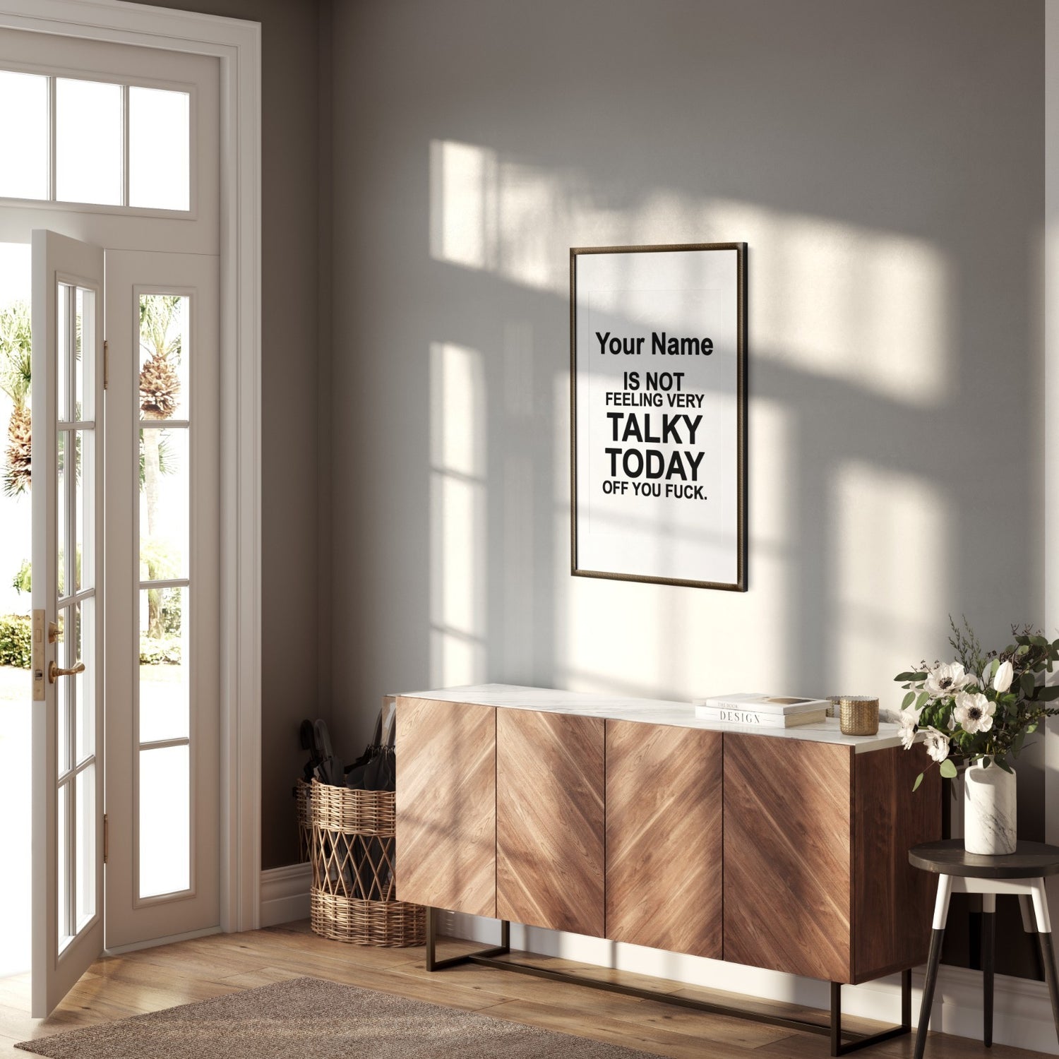 Personalised Not Very Talky  Custom Name & Colour Wall Art Poster Print Decor