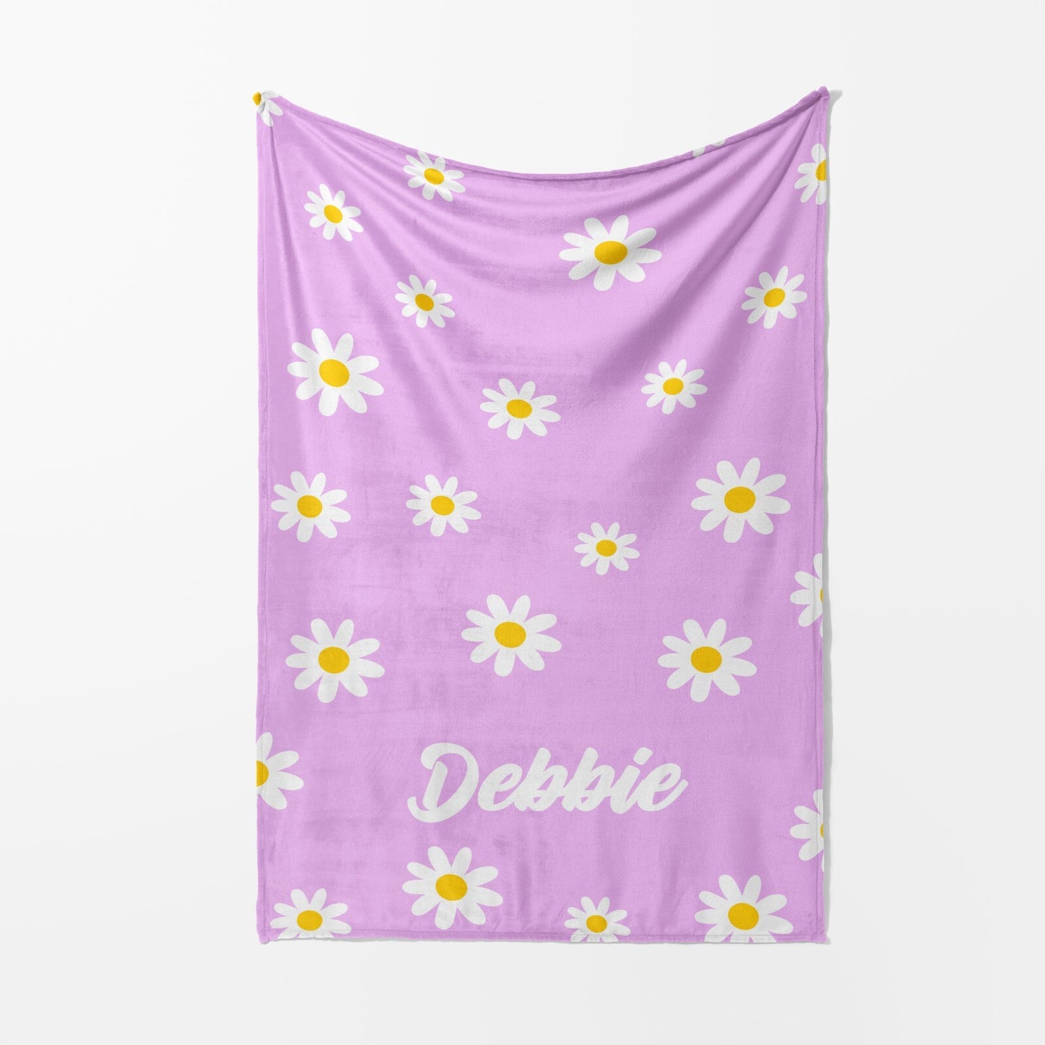 Personalised Custom Name Colour Floral Daisies Soft Warm Fleece Blanket Decor