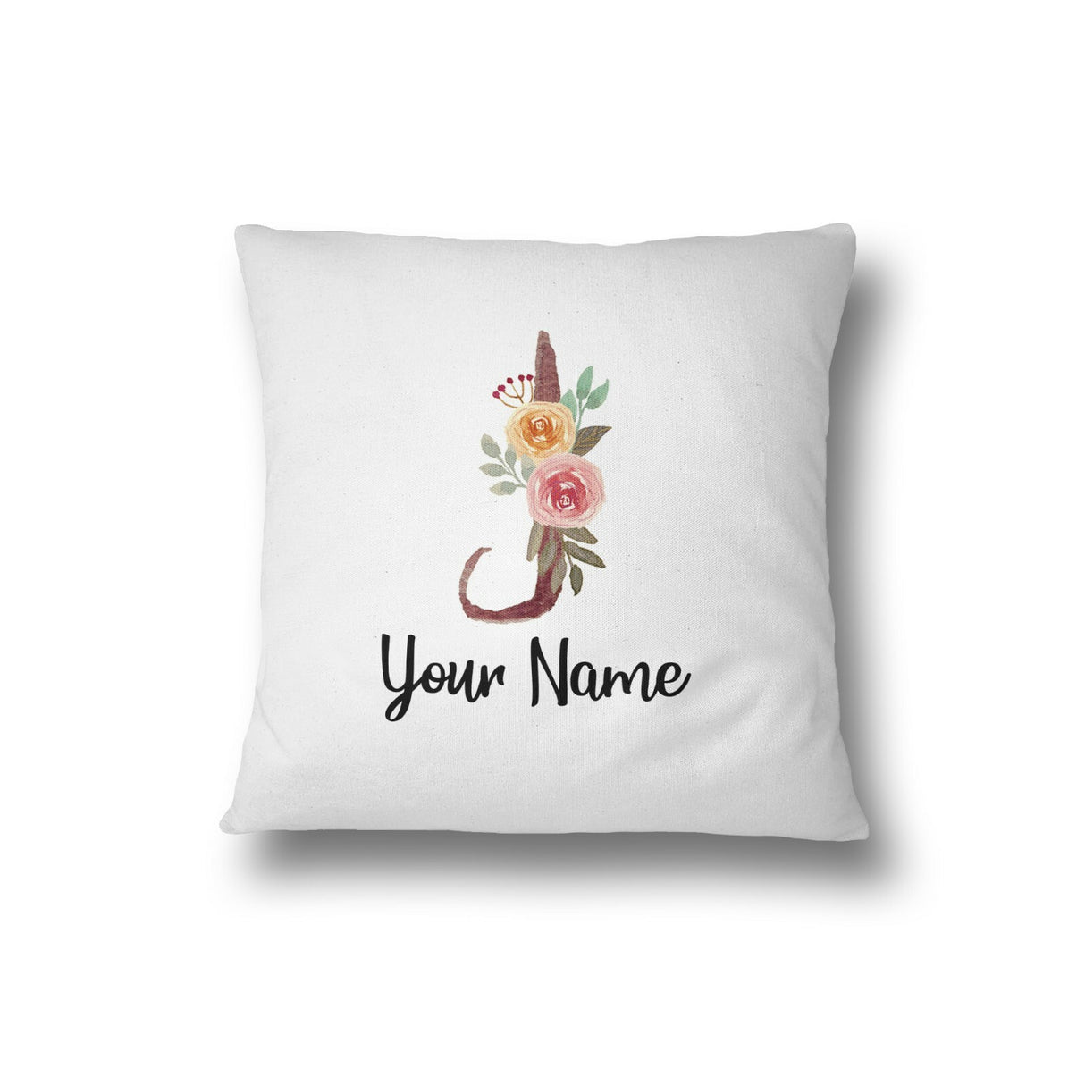 Personalised Floral Watercolour Hand Paint Effect Alphabet Floral Name Cushion