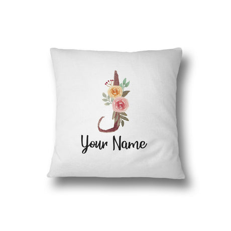 Personalised Floral Watercolour Hand Paint Effect Alphabet Floral Name Cushion