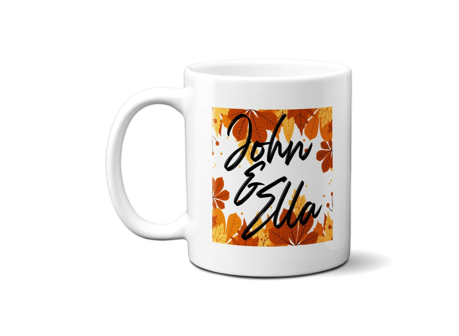 Personalised Name Autumn Leaves Coffee Tea Mug Gift 11oz Mug + Coaster