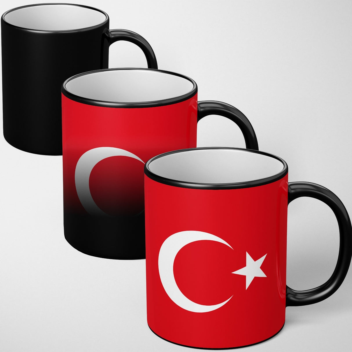 Turkey Flag Turkish Design Tea Gift Heat Sensitive Magic Colour Changing Mug