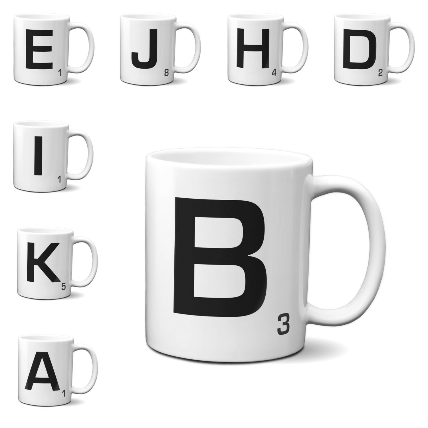 Scrabble Inspired Letter Mug Personalised Gift AZ Letters Gift 11oz Ceramic