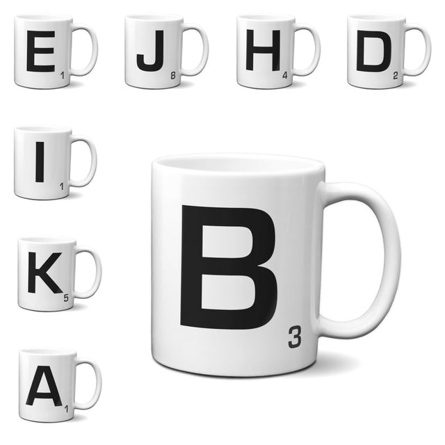 Scrabble Inspired Letter Mug Personalised Gift AZ Letters Gift 11oz Ceramic