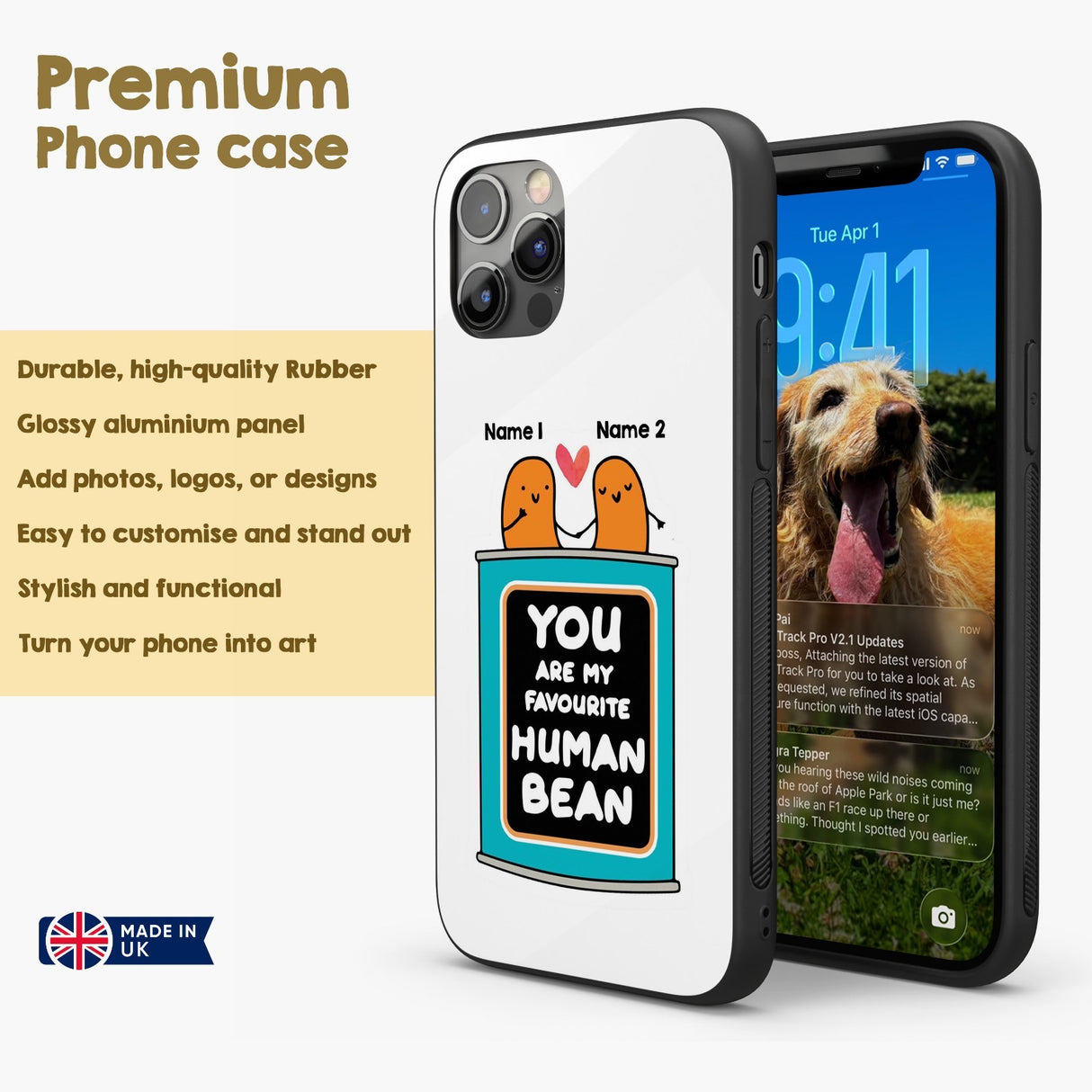 Human Bean Couple Name Cute Personalised Custom Printed iPhone Black Case Cover