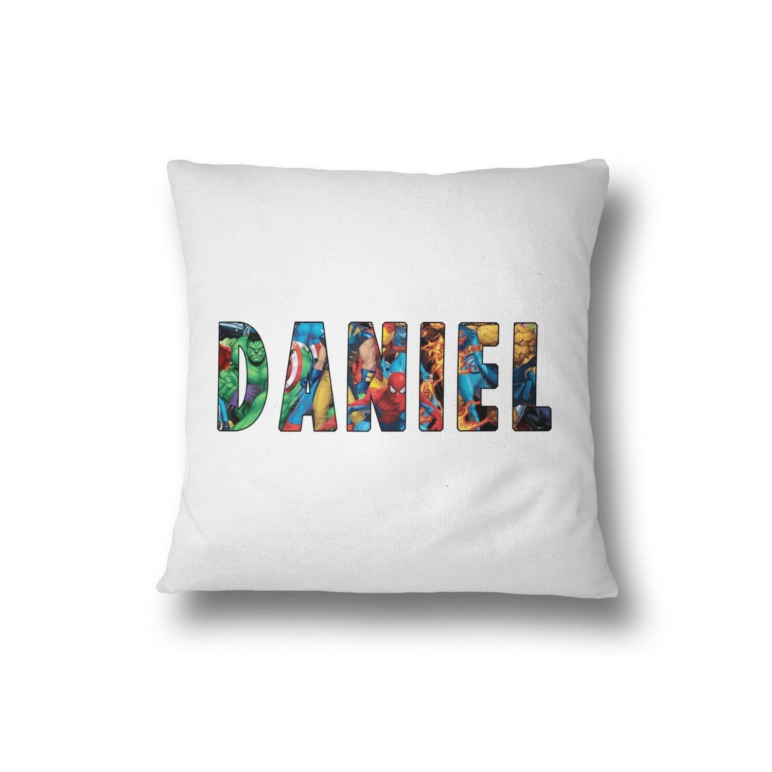 Your Name Superhero Character Logo Design Kids Children Filled Soft Cushion