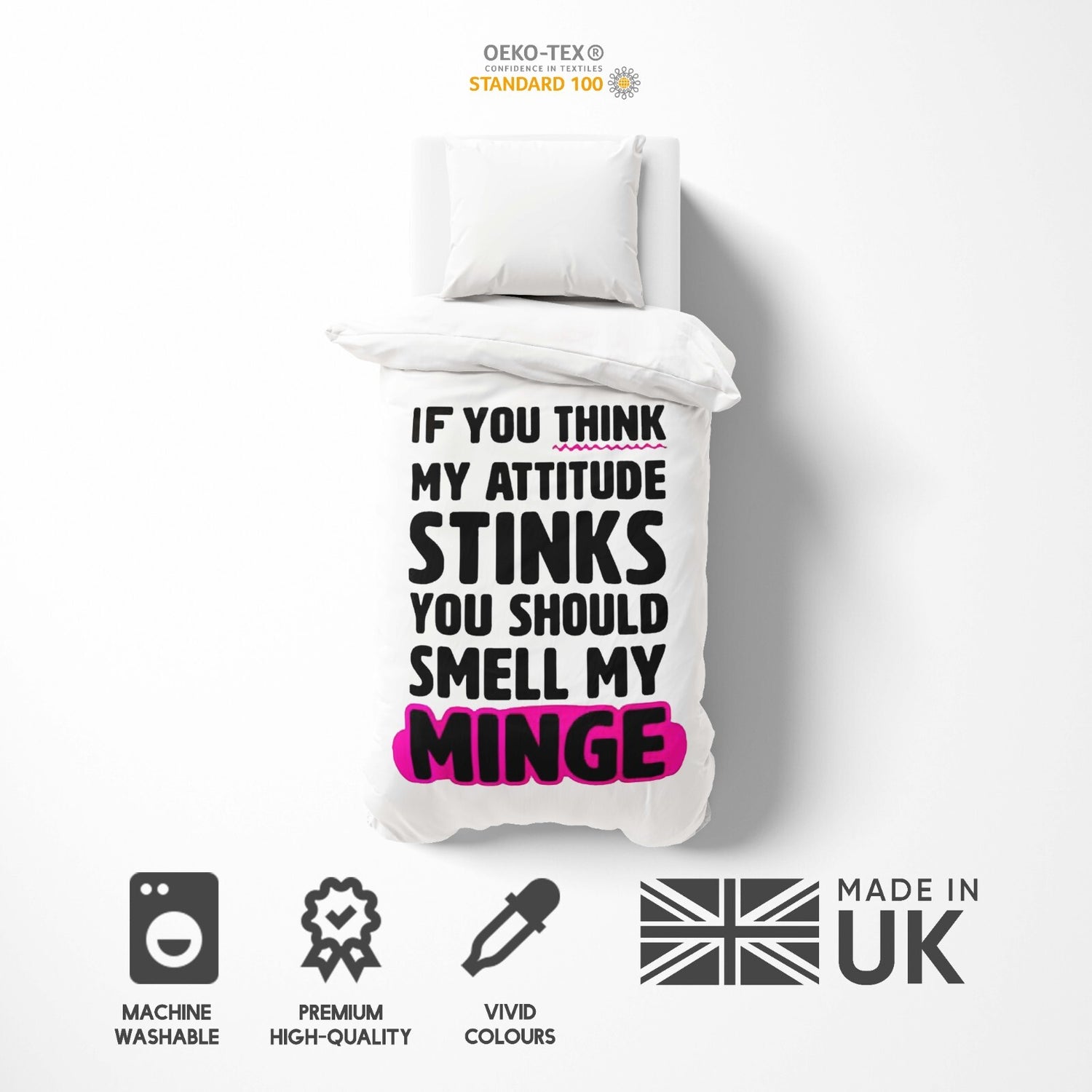 Attitude Stinks Rude Funny Any Colour Soft Single Size Novelty Bed Duvet Cover