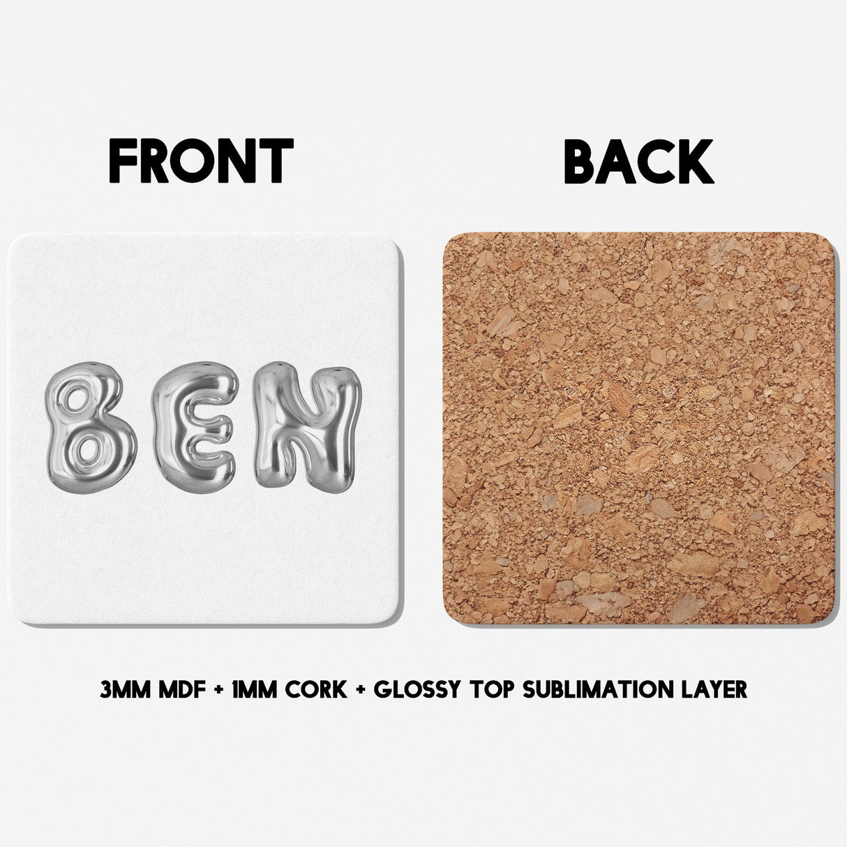 Personalised 3D Bubble Name Text Novelty Coffee Tea Mug Coaster Gift Him Her