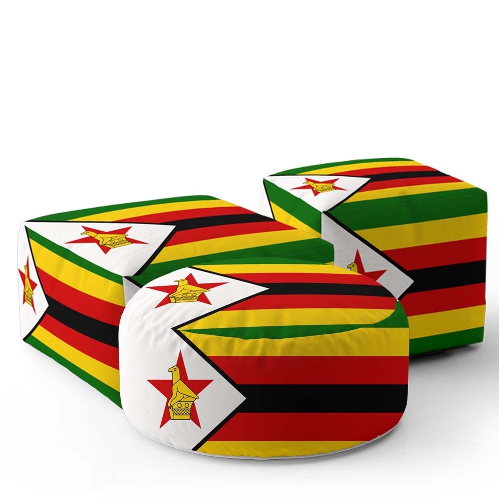 Zimbabwe Flag Patriotic Ottoman Filled Pouffe Footrest Washable Cover Custom