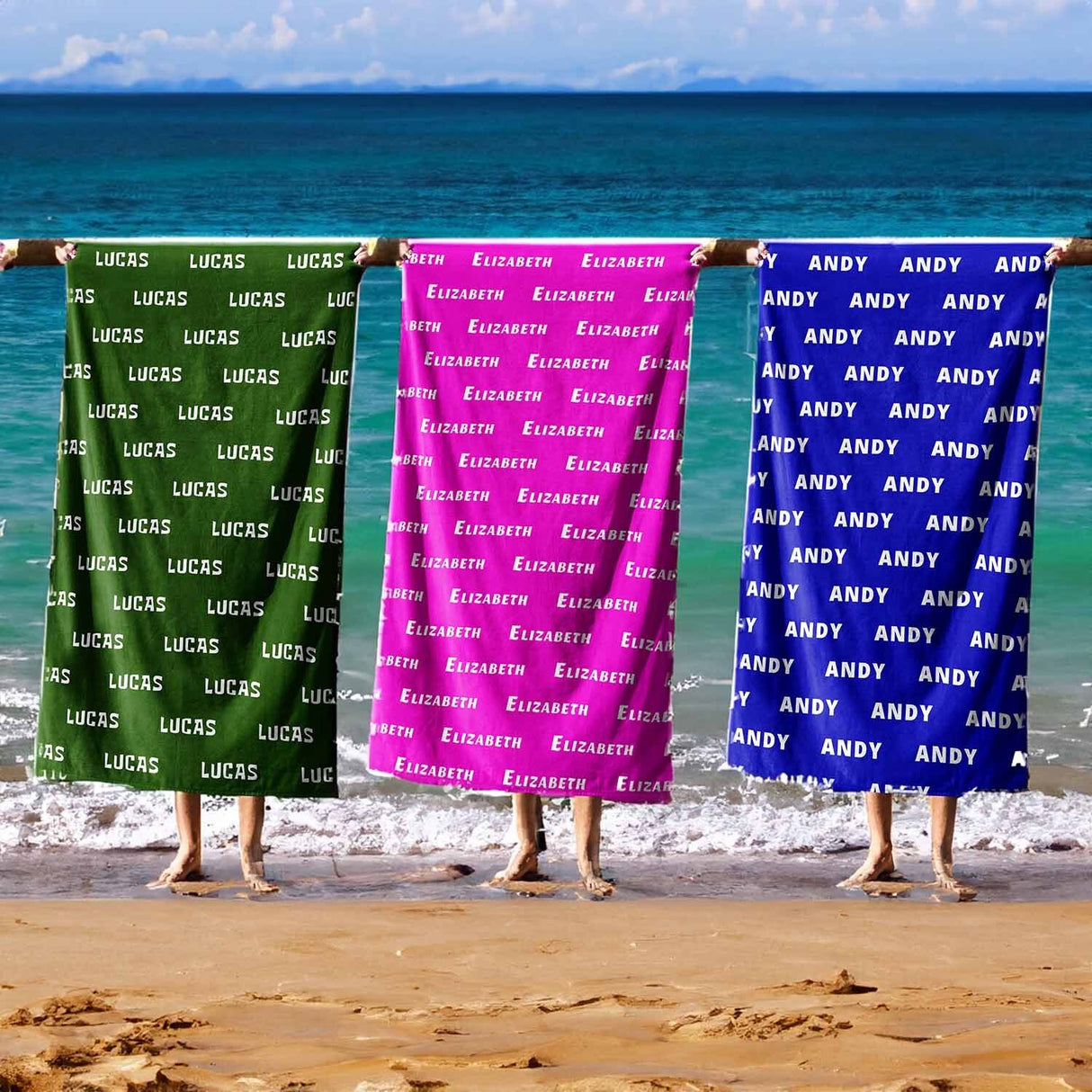 Personalised Name Customise Text Coloured Soft Highly Absorbent Beach Bath Sheet