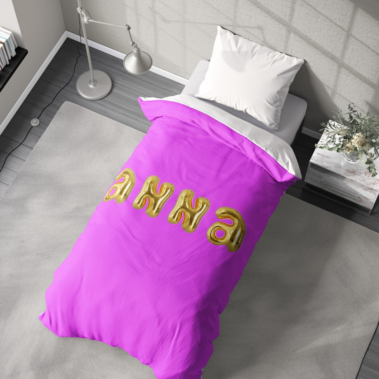 Personalised 3D Bubble Name Text Print Soft Single Size Novelty Bed Duvet Cover