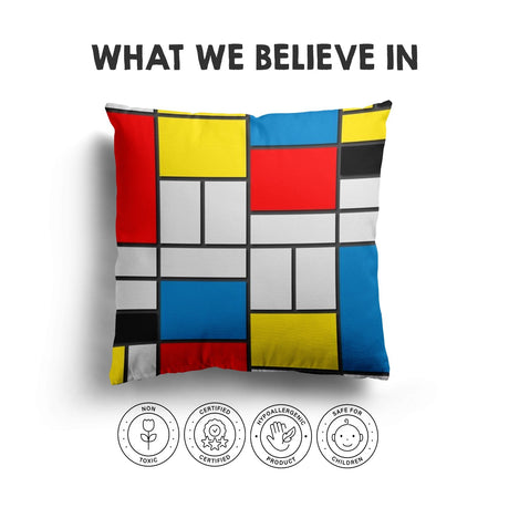 Piet Mondrian Art Artists Custom Made Coloured Novelty Square Filled Cushion