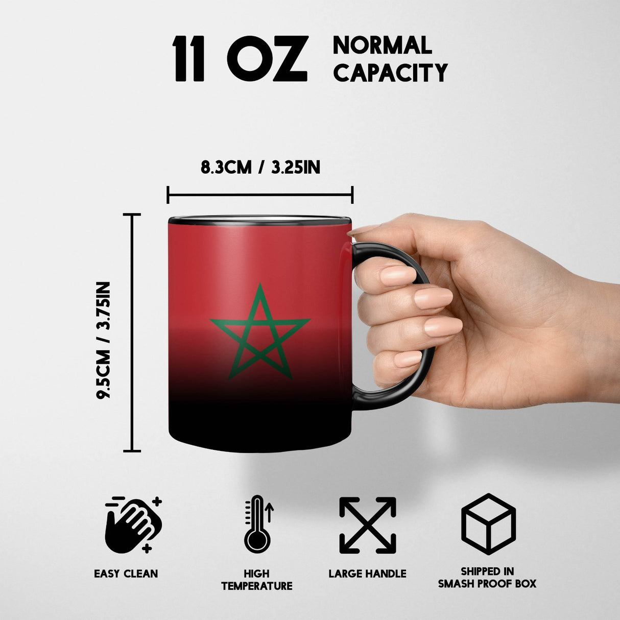 Morocco Flag Moroccan Design Tea Gift Heat Sensitive Magic Colour Changing Mug