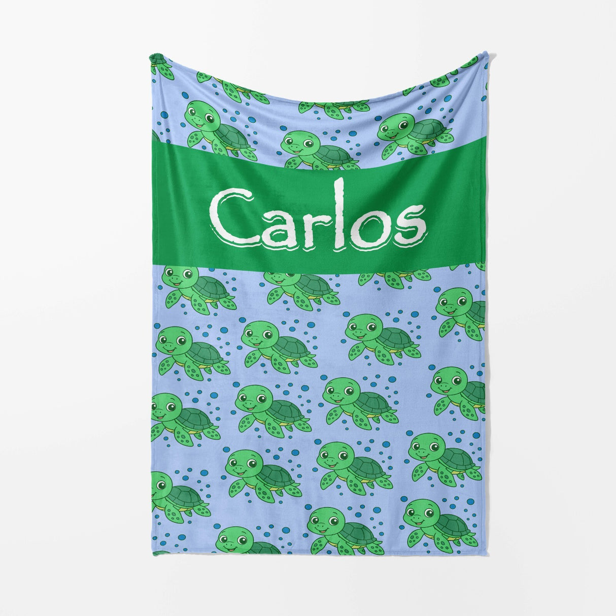 Personalised Custom Name Cartoon Baby Turtles Soft Fleece Blanket Decor Throw