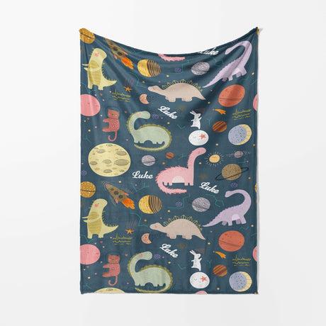 Personalised Custom Name Cartoon Baby Dinosaurs Soft Warm Fleece Blanket Decor