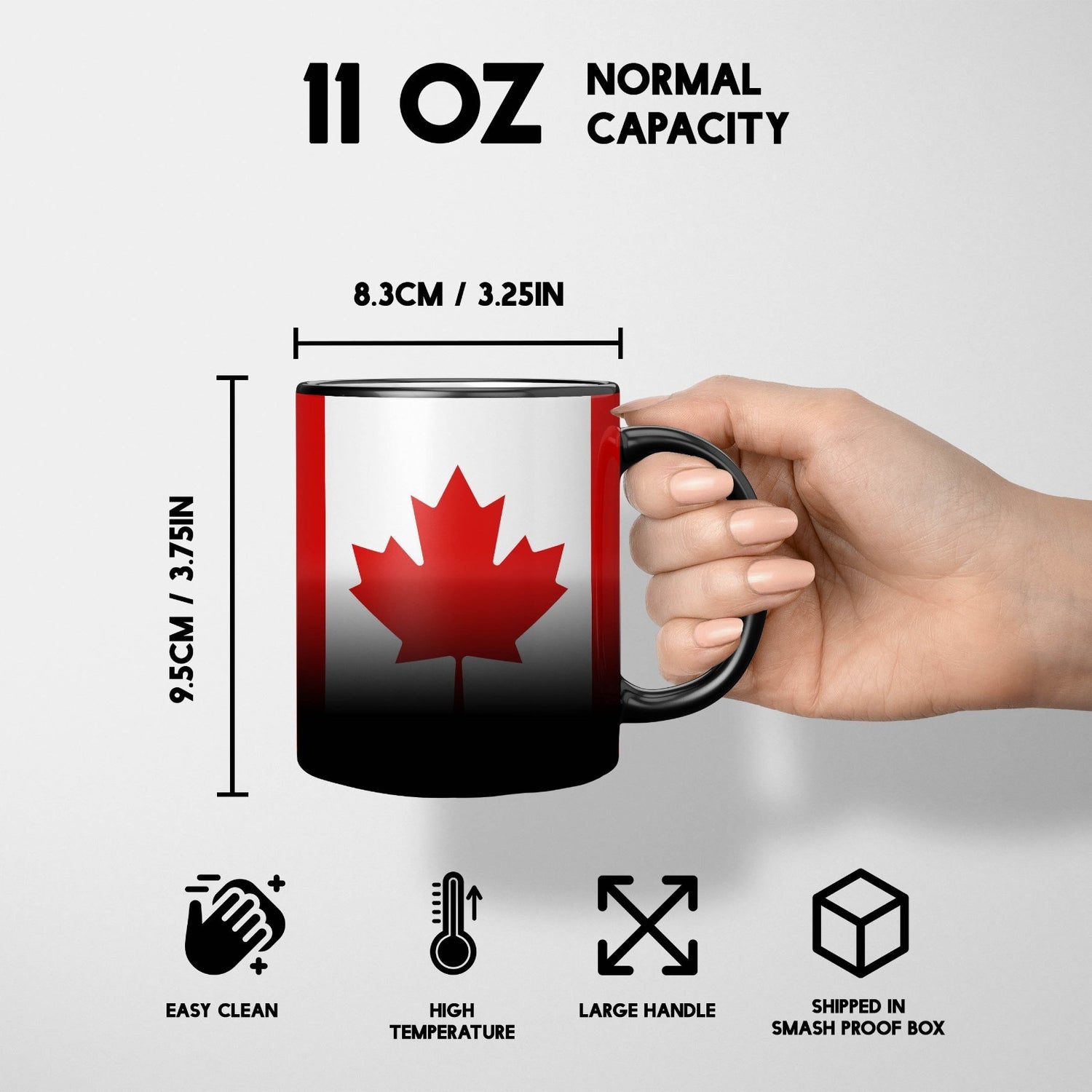Canada Flag Design Tea Gift Heat Sensitive Magic Colour Changing Mug Custom Made