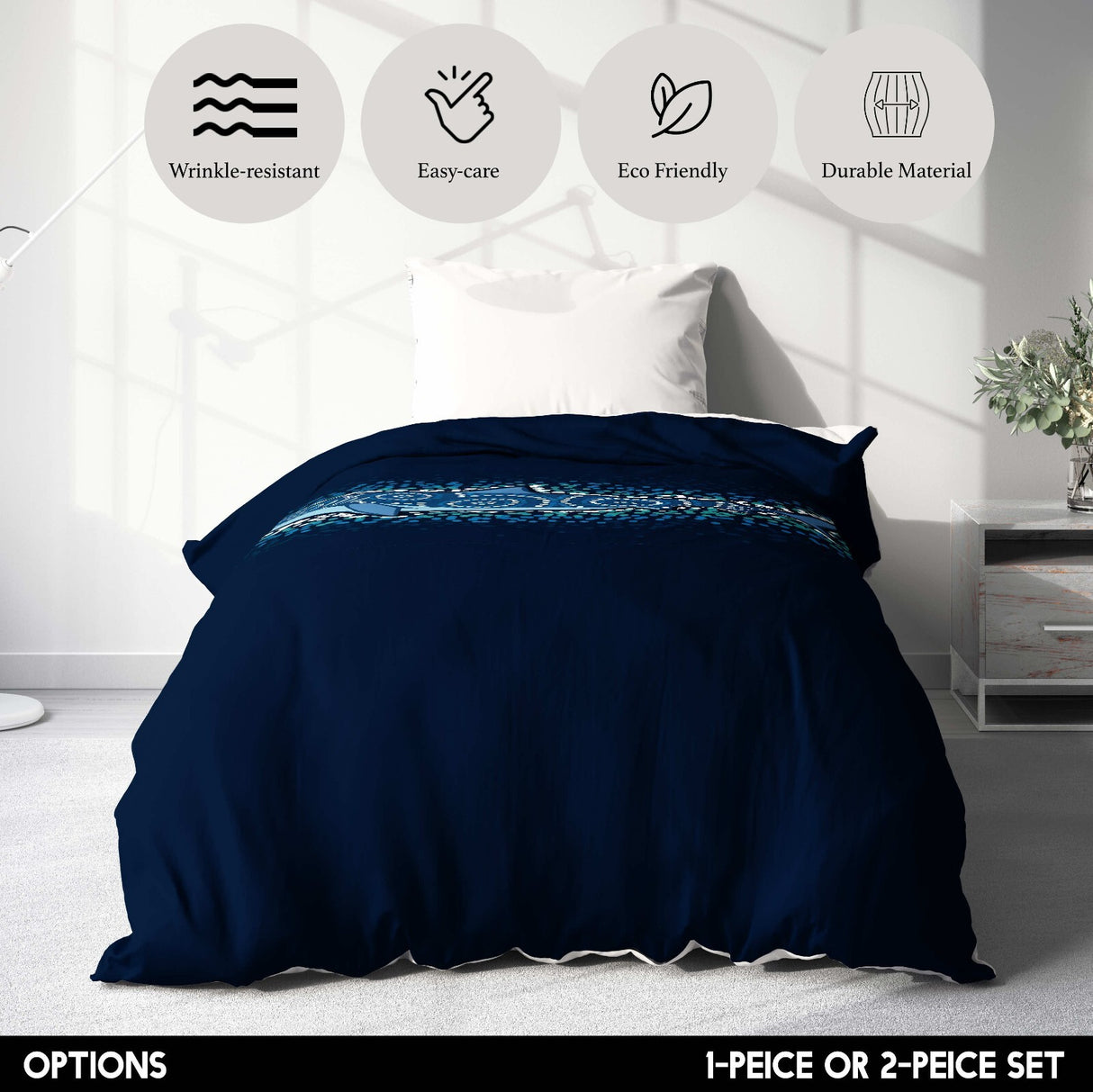 Custom Made Shark Ocean Sea Blue Design Kids Single Bed Duvet Cover + Pillowcase