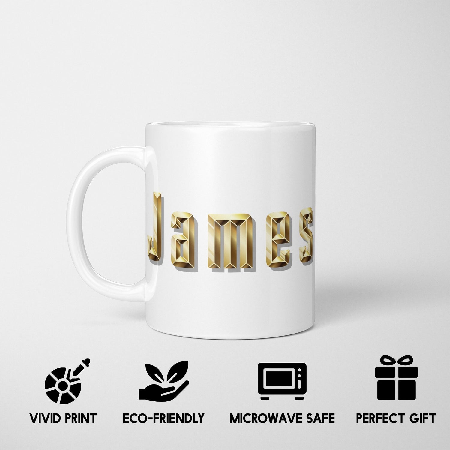 Personalised Any Name Gold Bricks Letters Coffee Tea Mug Coaster Gift Him Her