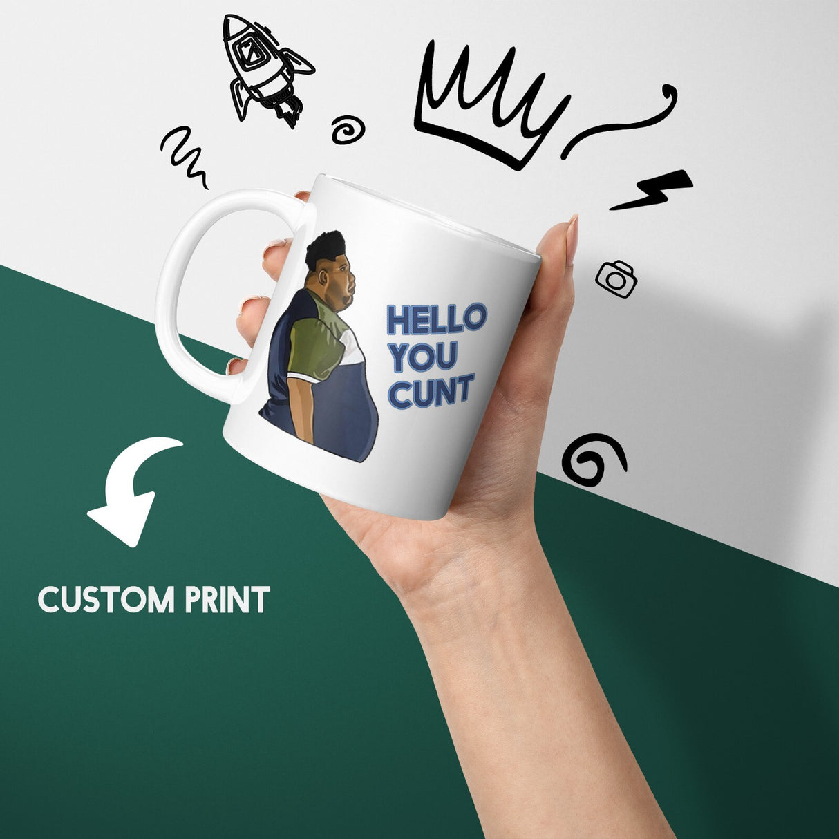 Harvey Hello You C*nt Rude Cheeky Gift Coffee Tea Mug + Coaster Option Him/Her