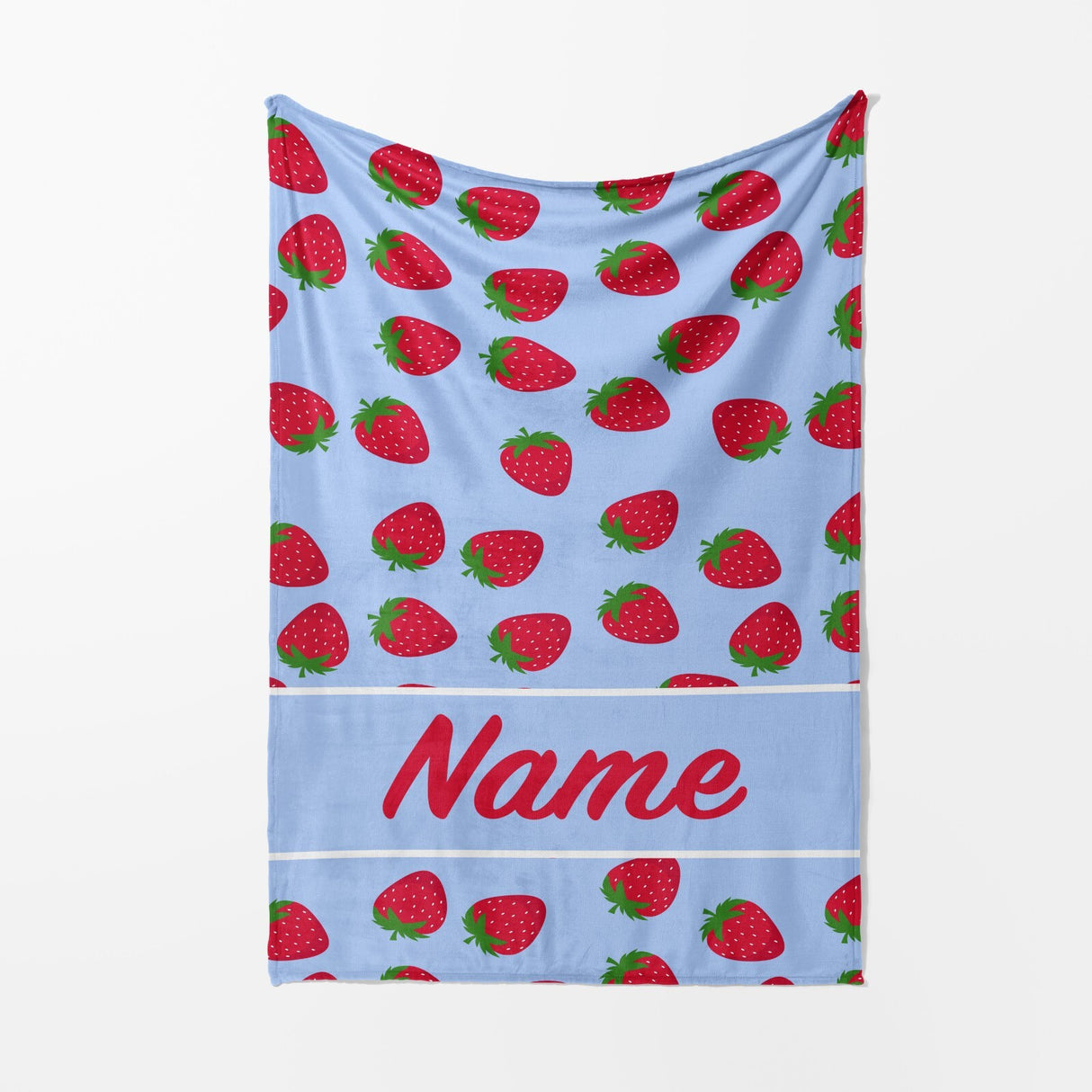 Personalised Custom Name Colour Strawberries Soft Warm Fleece Blanket Decoration