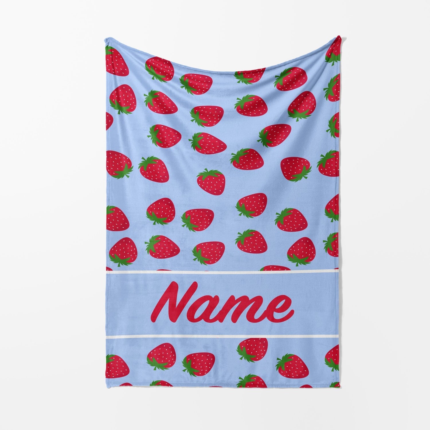 Personalised Custom Name Colour Strawberries Soft Warm Fleece Blanket Decoration