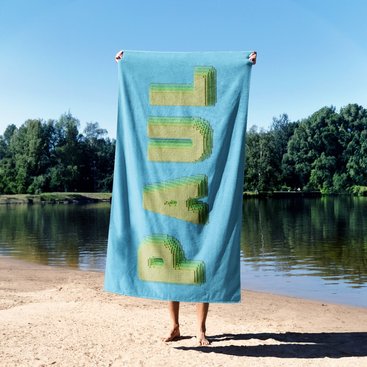 Personalised Any Name Bold Pixel 3D Any Colour Absorbent Beach Bath Sheet Towel