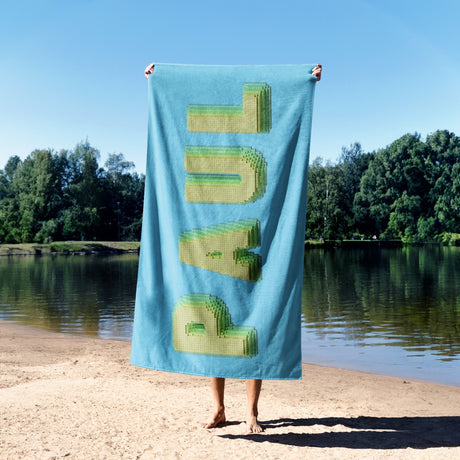Personalised Any Name Bold Pixel 3D Any Colour Absorbent Beach Bath Sheet Towel