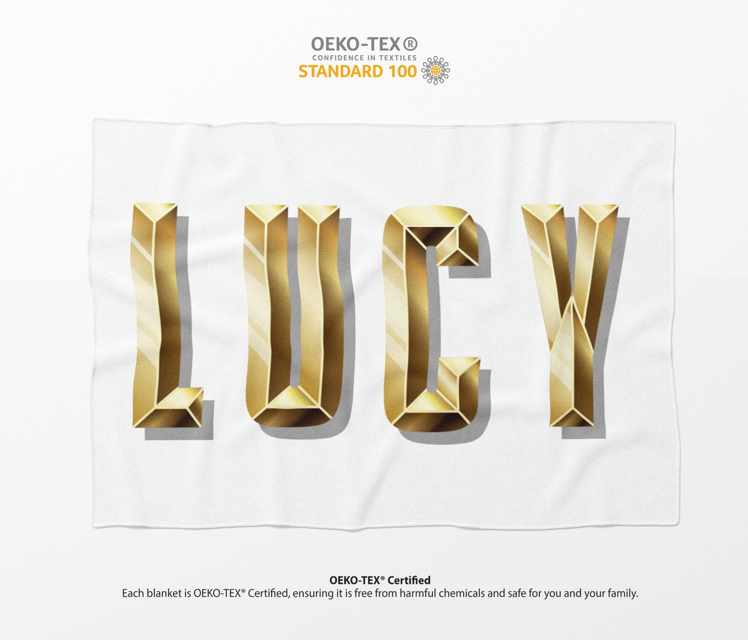 Personalised Name Any Name Gold Brick Letter Soft Fleece Mink Blanket Gift Decor