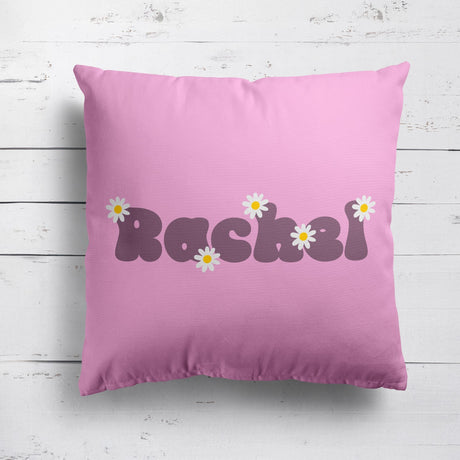 Personalised Custom Name Colour Groovy Daisy Font Square Fill Zip Cushion Throw