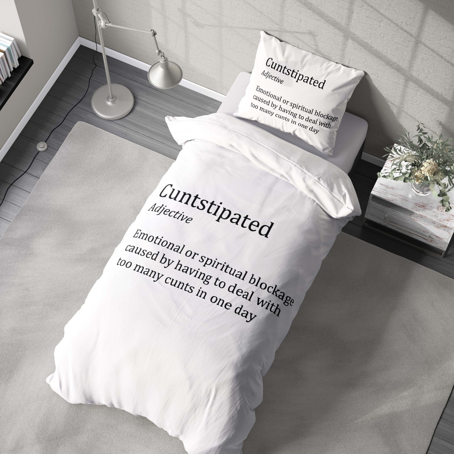 C*nstipated Rude Funny Custom Colour Soft Single Size Novelty Bed Duvet Cover