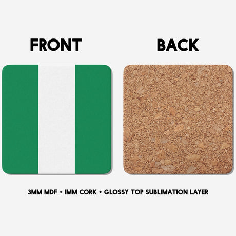 Nigeria Flag Nigerian Design Coffee Tea Mug Cup Set Coaster Gift Him Her Custom