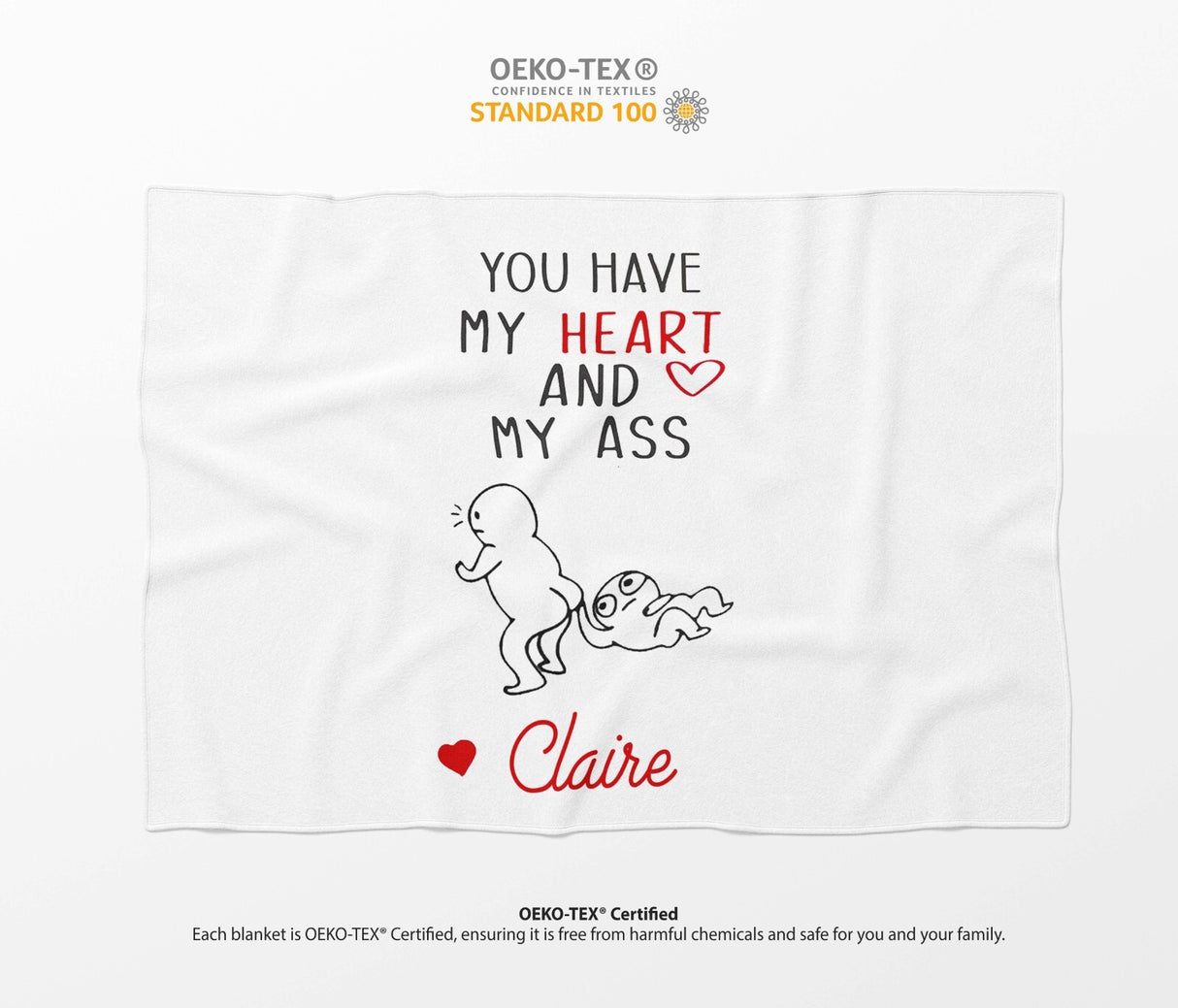 You Have My Heart Personalised Name Valentines Love Fleece Mink Blanket Decor