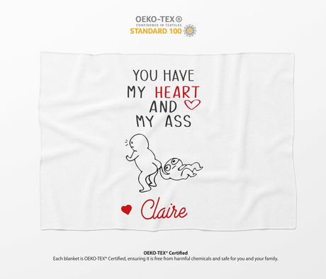 You Have My Heart Personalised Name Valentines Love Fleece Mink Blanket Decor
