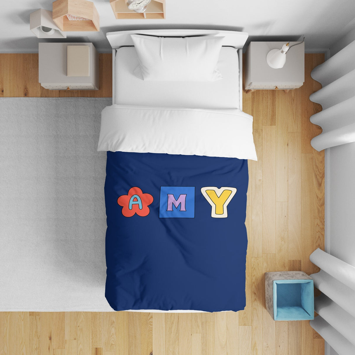 Personalised Name Ransom Note Cut Font Toddler Cot Bed Duvet Cover + Pillowcase