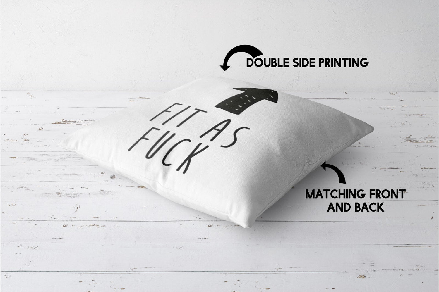 Fit As F*ck Rude Funny Novelty Custom Colour Square Filled Cushion Decor Gift