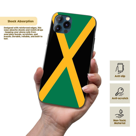 Jamaican Flag Design Gift Protector Custom Printed iPhone Case - Black TPU Cover